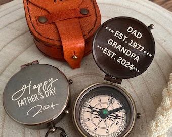 Dad Est Grandpa Est Compass, Personalized Dad Grandpa Compass, New Grandpa Compass, Promoted To Grandpa Compass, Father's Day Compass