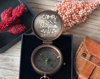 Camping Gift, Camping Compass, Mountain Gift, Outdoorsy Gift, Camper Gift, Compass Gift, Mountain Camp Compass