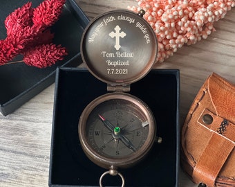 Engraved Compass, Baptism Gift, First Communion, Godson Gift