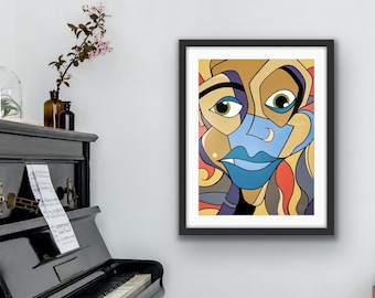 Giclee Print, I Know You A.K.A I See You, Abstract Art, Modern Cubism, Picasso Style