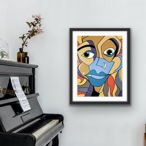 Giclee Print, I Know You A.K.A I See You, Abstract Art, Modern Cubism, Picasso Style