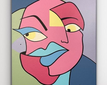 Abstract Face, Fine Art, Modern Acrylic, Original Painting