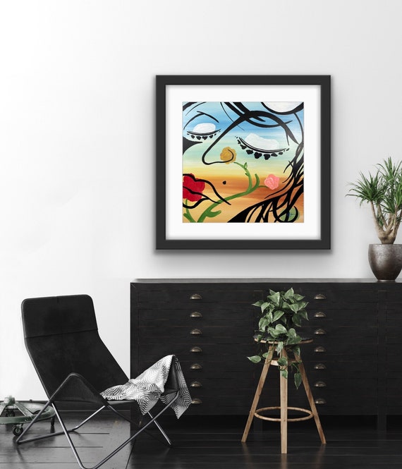 Premium Giclee Print, Love In The Wind, Modern, Abstract Face, Contemporary Art