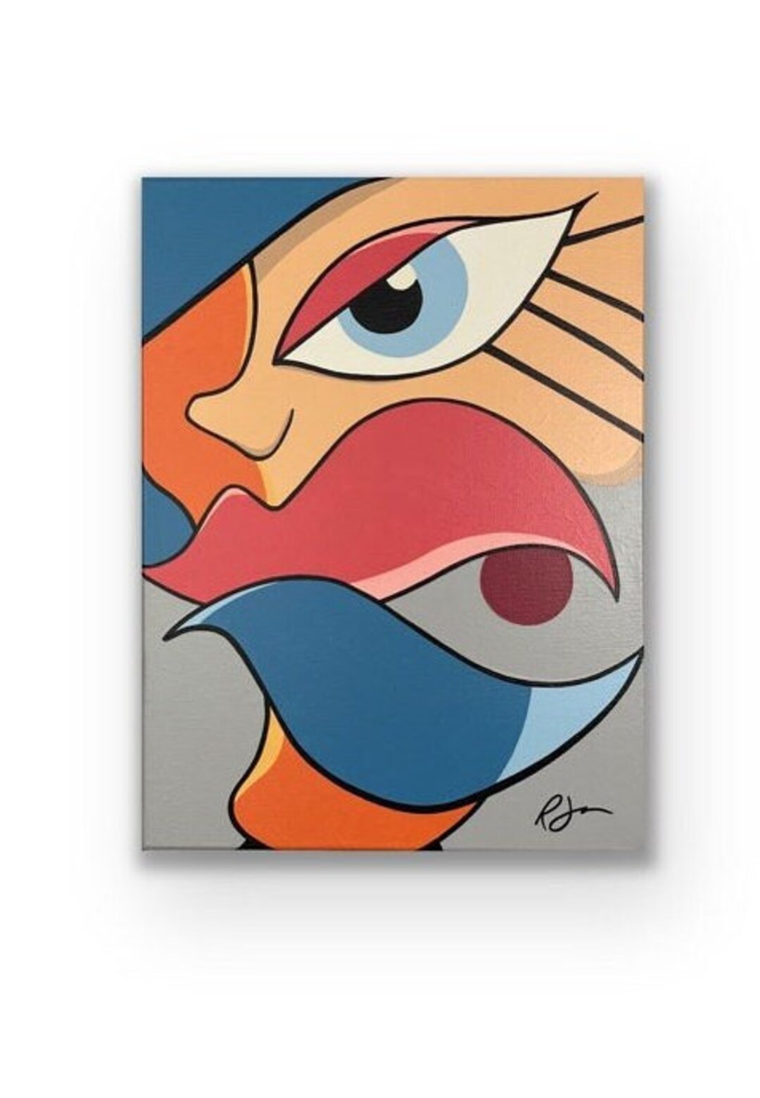 最高級のスーパー オリジナル抽象画、現代アート、キュビズム、顔、美術 - 日本 Etsy 絵画