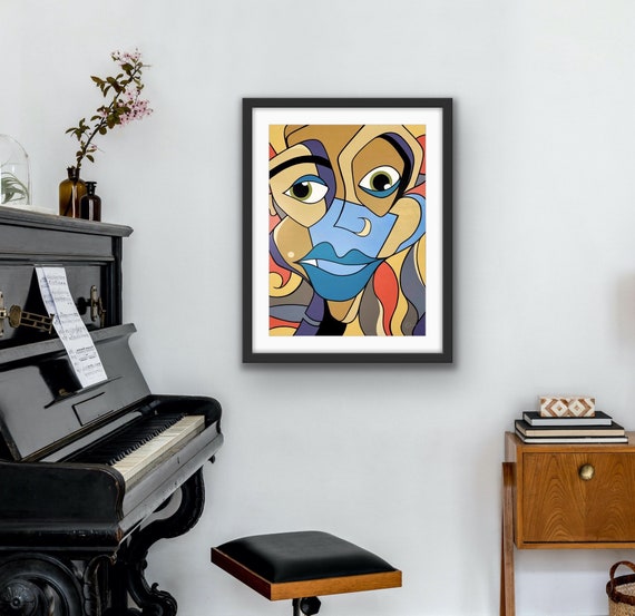Giclee Print, I Know You A.K.A I See You, Abstract Art, Modern Cubism, Picasso Style