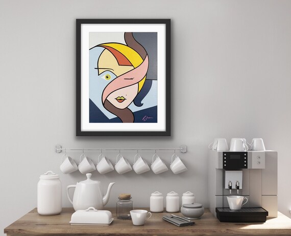 Giclee Print, Pigeonholed, Abstract Face, Modern Artwork, Cubism