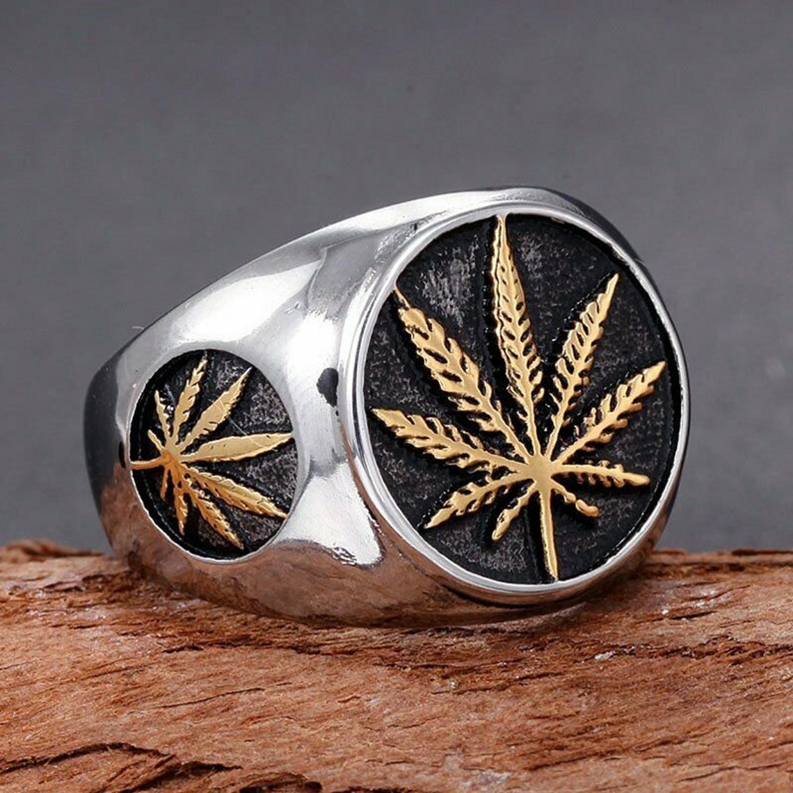 Marijuana Cannabis Weed Leaf Ring Stainless Steel For Men Etsy