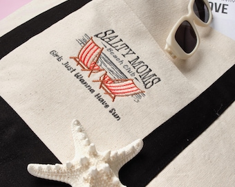Salty Moms Bestickte Einkaufstasche / Trendige Sommertasche