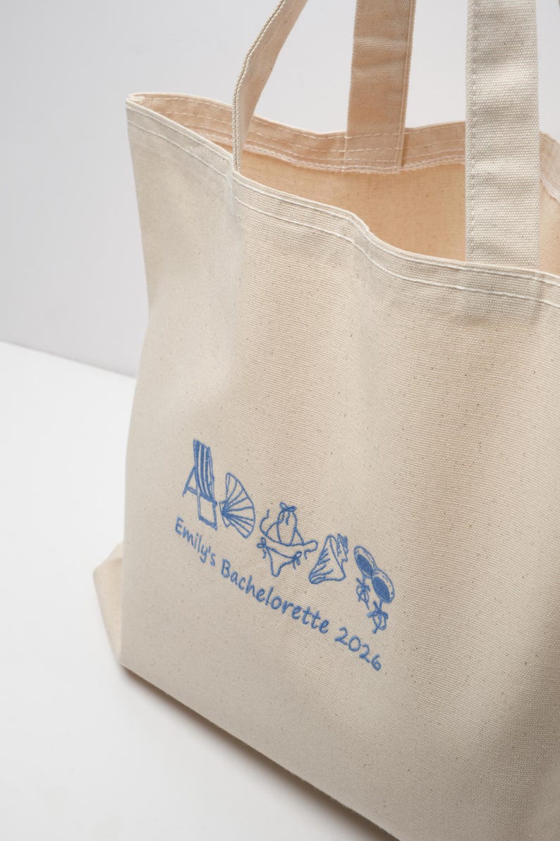 Personalized Bachelorette Tote Bag With Coastal Embroidery Design ...