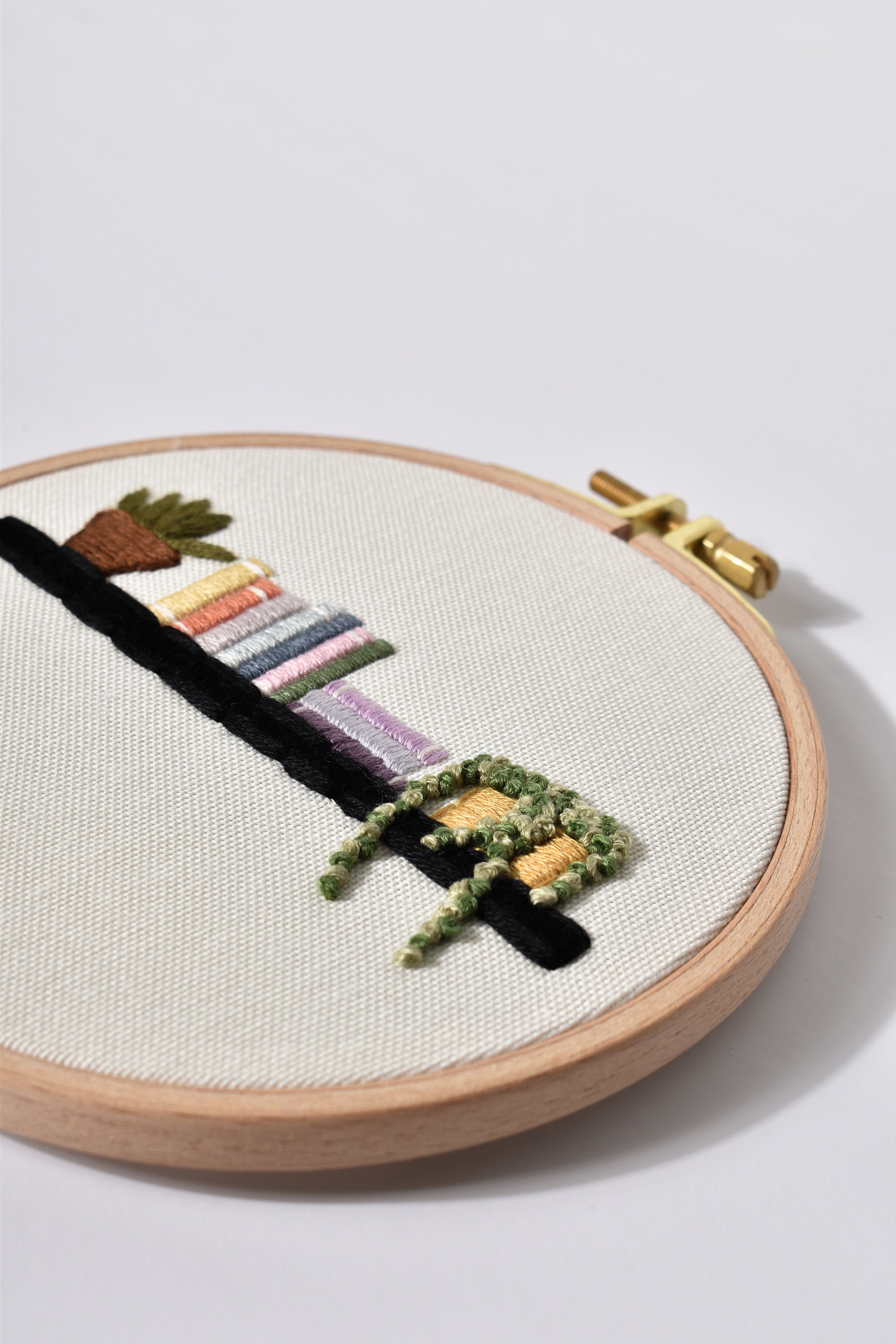 Bookshelf Embroidery Hoop Art Embroidery Gift for Book Lover Etsy
