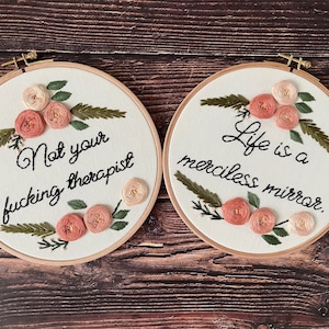 Custom Embroidery Hoop Art, Personalized Wall Decor, Hand Embroidered Flower Wreath, Floral Embroidery Hoop,Custom Name Embroidery image 9