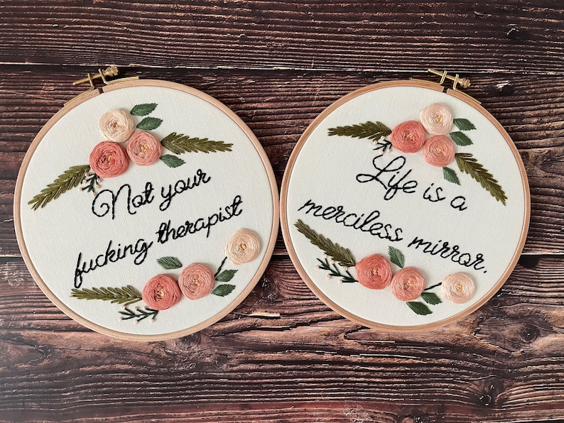 Custom Embroidery Hoop Art, Personalized Wall Decor, Hand Embroidered Flower Wreath, Floral Embroidery Hoop,Custom Name Embroidery image 9