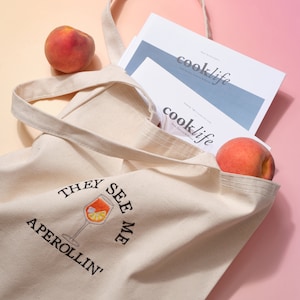 Aperol Spritz-draagtas geborduurde canvas: cadeau cocktailliefhebber
