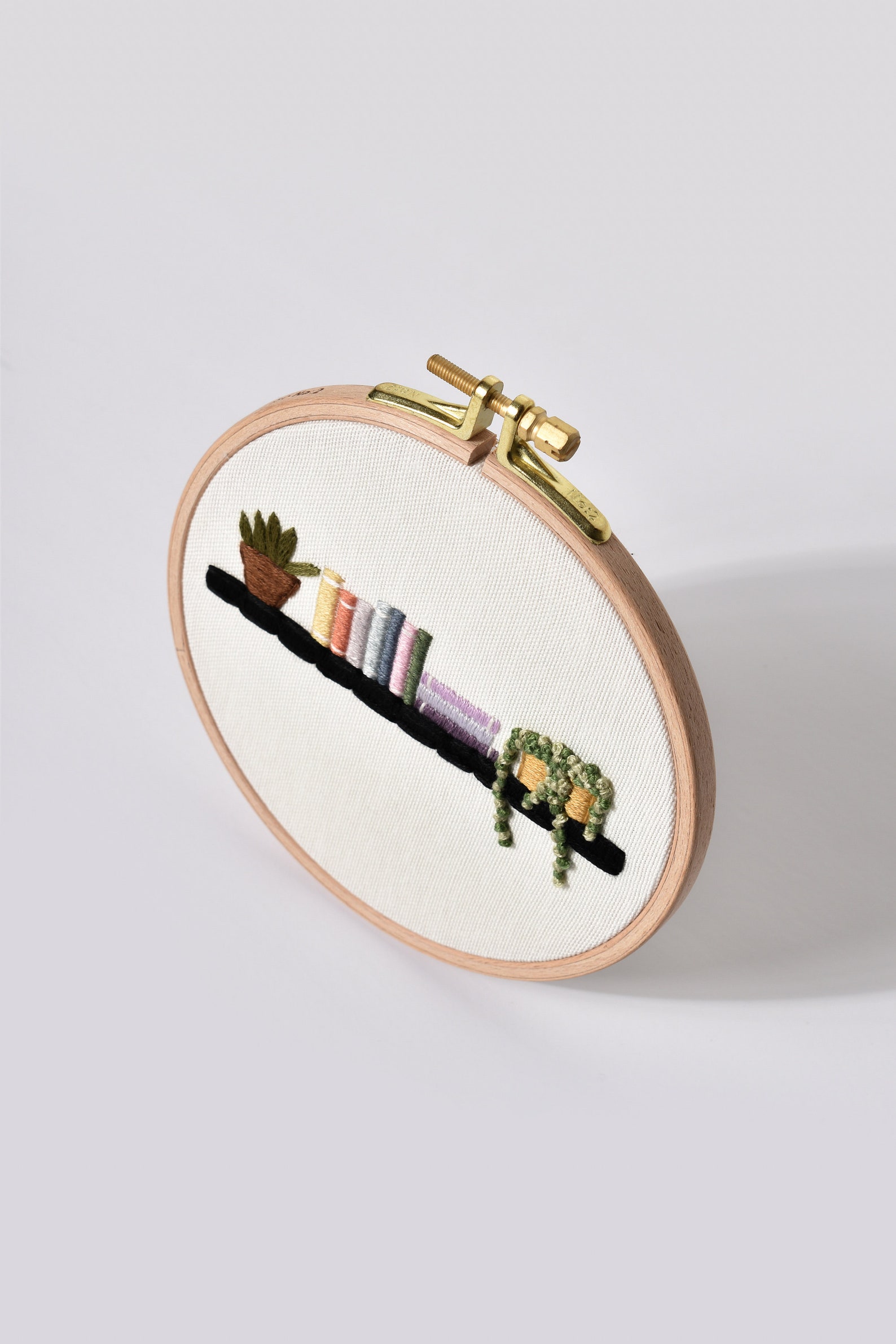 Bookshelf Embroidery Hoop Art Embroidery Gift for Book Lover Etsy