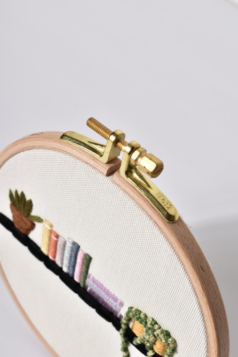 Bookshelf Embroidered Hoop Art: Book and Plant Lover Decor - Etsy