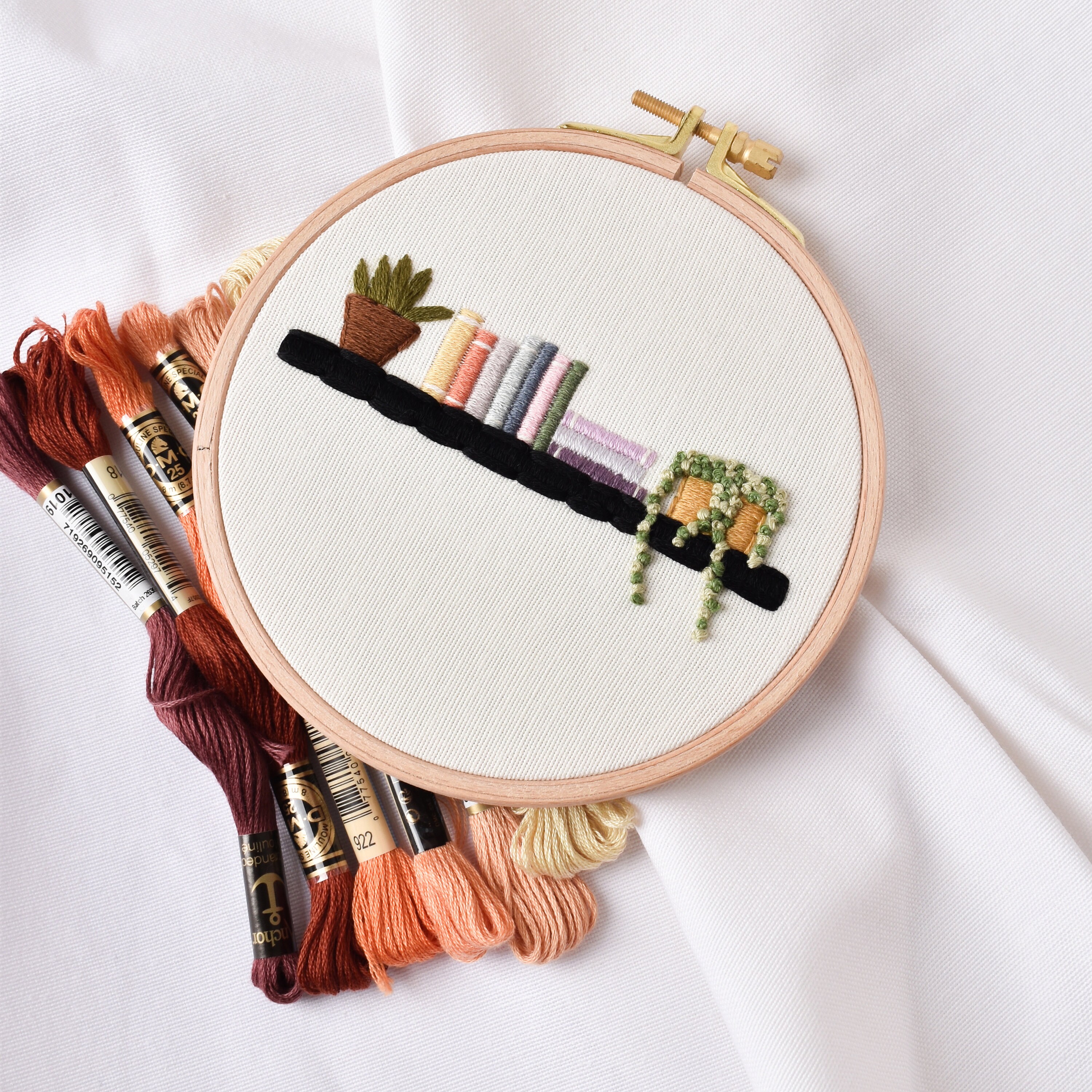Bookshelf Embroidery Hoop Art Embroidery Gift for Book Lover Etsy