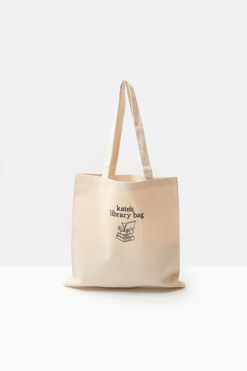 Custom Embroidered Library Tote Bag - Personalized Book Lover Gift- Name Embroidered Tote Bag image 8