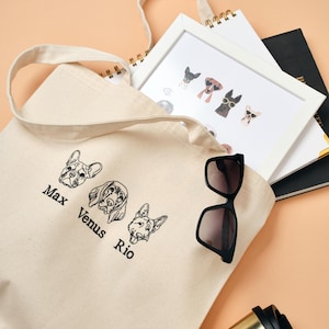 Sac fourre-tout brodé portrait de chien personnalisé/fourre-tout personnalisé avec nom de chien/cadeau pour maman de chien/cadeau pour propriétaire de chien/cadeau pour papa de chien