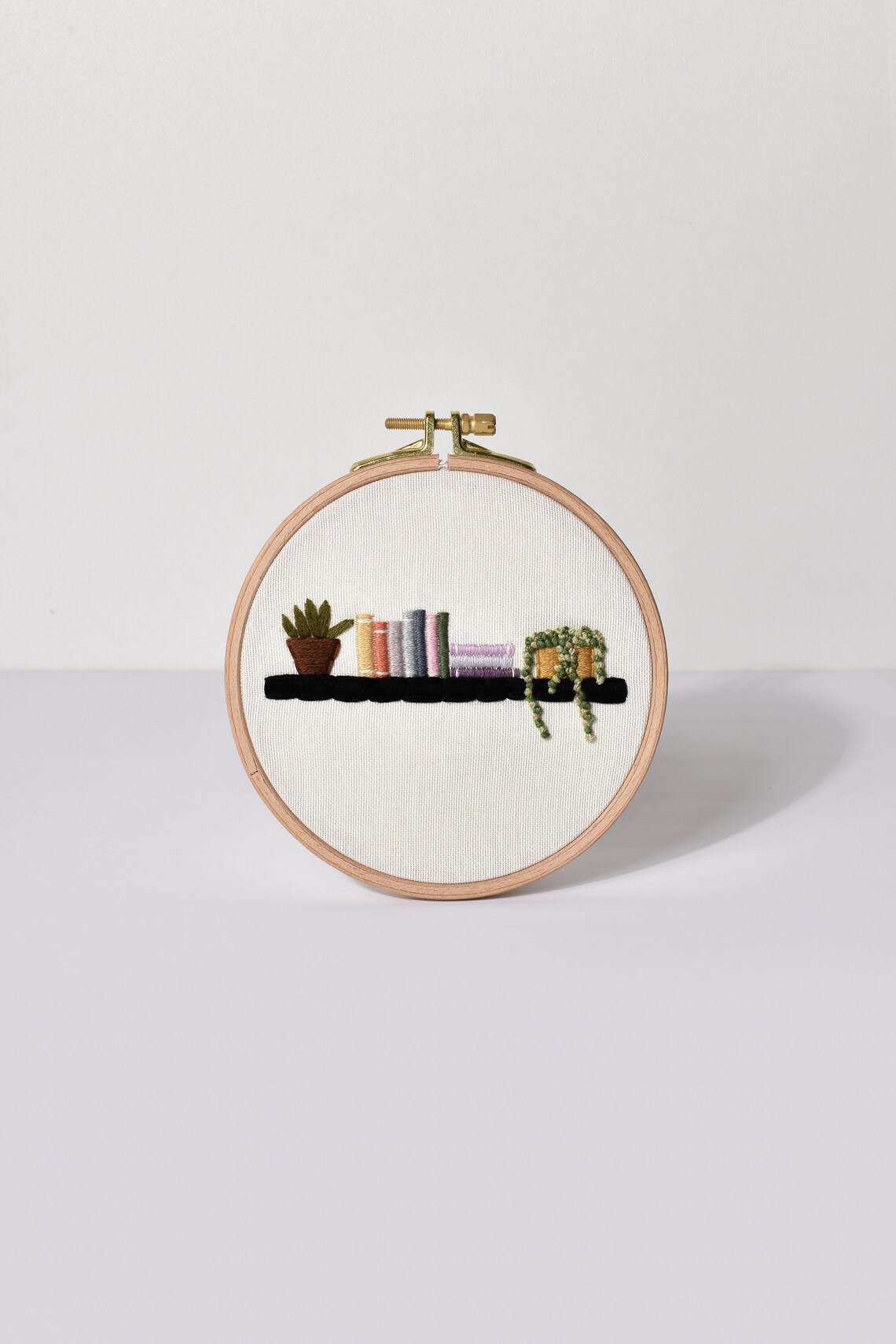 Bookshelf Embroidery Hoop Art Embroidery Gift for Book Lover Etsy