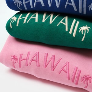 Sudadera de cuello redondo bordada con el logo de Hawái: Aloha State
