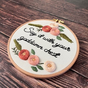 Custom Embroidery Hoop Art, Personalized Wall Decor, Hand Embroidered Flower Wreath, Floral Embroidery Hoop,Custom Name Embroidery image 8