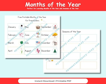 Months of the Year Chart Printable, 12 Months Poster, Classroom Charts, Homeschool Posters, Preschool Charts, Circle Time, 12 Months Chart