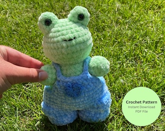 Molde de sapo de crochê, tutorial de sapo amigurumi, molde de crochê em PDF, molde de sapo, molde de crochê, molde de brinquedo de pelúcia, download instantâneo