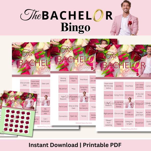 The Bachelorette Bingo | Season 21 | Bachelor Nation | Jen Tran | Bachelor Watch Party | Instant Download | ABC TV | Bach Bracket | ABC