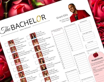 The Bachelor Bracket | Season 29 | Bachelor Fantasy League Printable | Print Download | Party Game | Bach Bracket | ABC TV | Grant Ellis