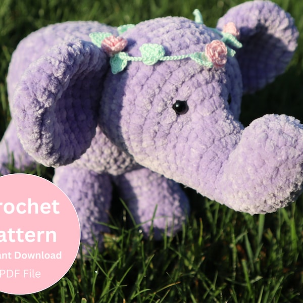 Elephant Crochet Pattern, Amigurumi tutorial, PDF Crochet Pattern, Elephant Pattern, Crochet Pattern, Stuffed Toy Pattern