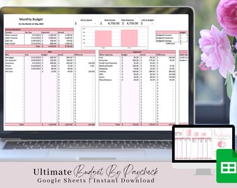 Ultimate Paycheck Budget Template Google Sheets, Budget Spreadsheet, Budget by Paycheck, Budget Tracker, Debt Tracker, Spending Tracker