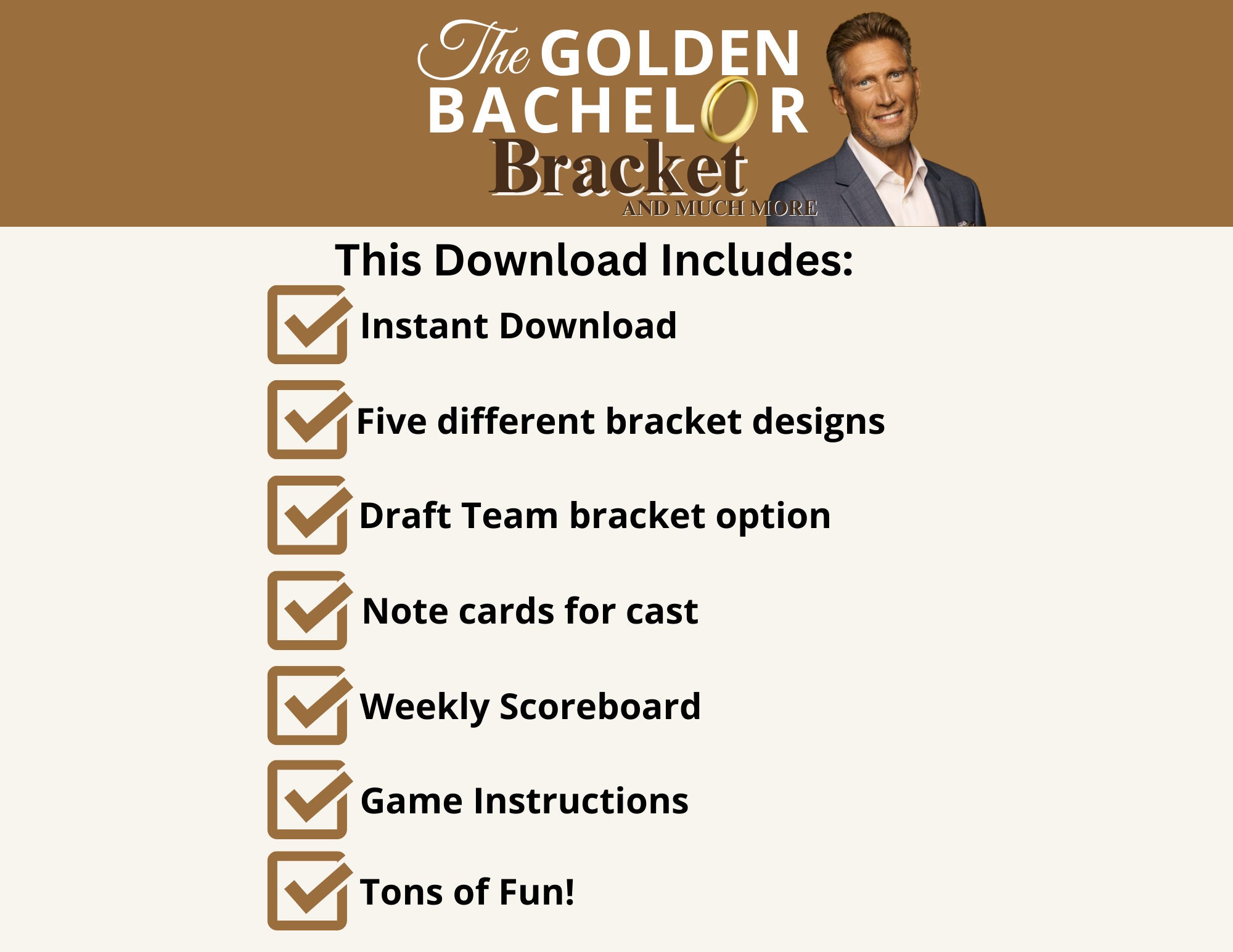 The Golden Bachelor Bracket Season 1 Bachelor Fantasy Etsy