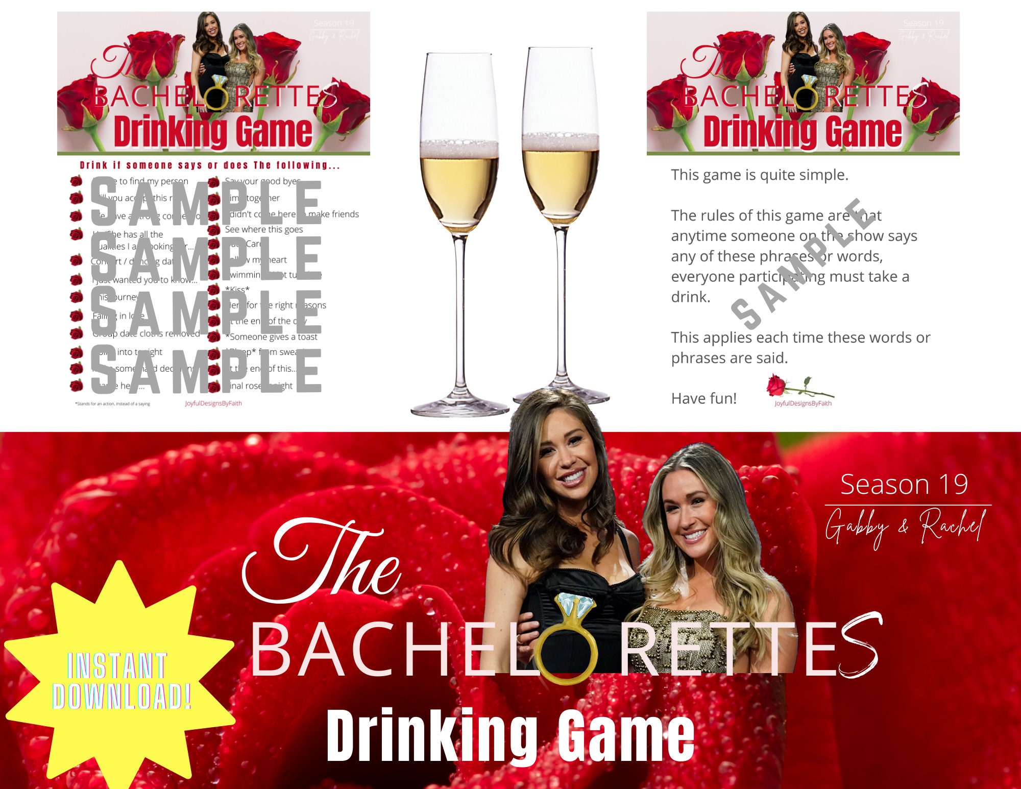 The Bachelorette Drinking Game Season 19 Bachelor Nation - Etsy