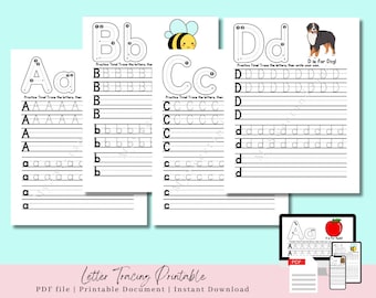 Letters Tracing Printable, Alphabet Worksheets, Handwriting Practic, ABC Trace & Write, Preschool Tracing Pages, Dotted Alphabet, Printable