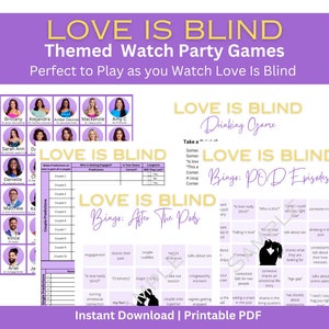 Love is Blind Watch Party Pack | Staffel 6 | Bingokarten | Besetzungsführer | Trinkspiel | Das ultimative Watch-Partypaket „Love Is Blind“.