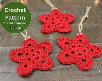 Star Granny Square Crochet Pattern, Crochet Star, Star Ornament, Star Gift, Granny Square Pattern, Star Applique, Crochet Pattern
