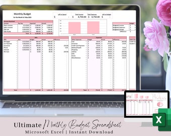 Ultimate Budget Planner in Excel, Budget Spreadsheet, Excel Budget, Monthly Budget, Bill Tracker, Debt Tracker, Finance Planner, Excel Temp