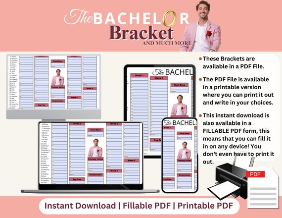 The Bachelor Bracket Season 28 Bachelor Fantasy League Printable