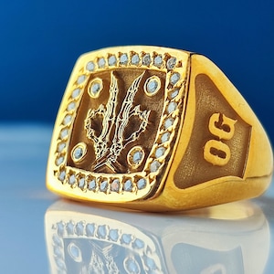 Family Crest Ring,Personalized Coat of Arms Ring,Heraldic Custom Jewelry Ring,Mens gift, Mushroom Ring,Personalized Gold and Signet
