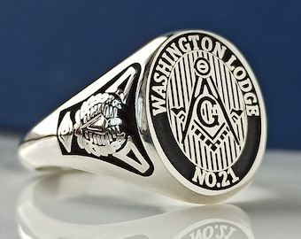 Sterling Silver Masonic Ring, Master Mason Freemason Ring