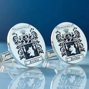 Coat of arms cufflink,Family crest cufflink,Signet cufflink,Personalized Coat of Arm Cuff links with Sterling Silver,Custom Engraved