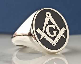 Anillo masónico de plata de ley, anillo de maestro masón