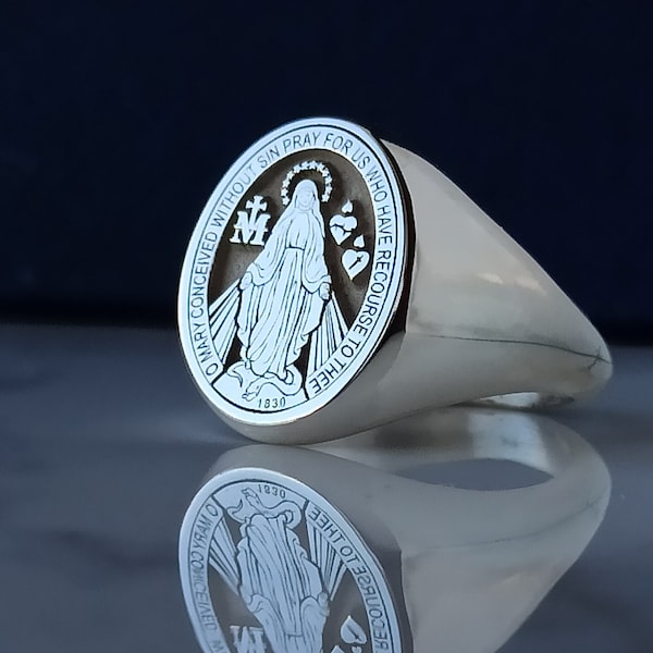 Graduation Gift,Virgin Mary Ring , Christmas Gift , Christmas , Noel Gift , Marian Ring , Marian Silver Ring