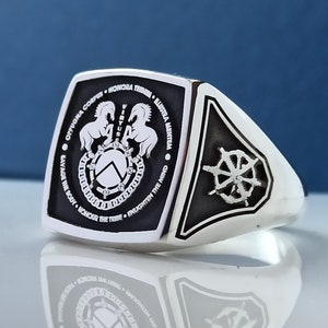 Custom Ring ,Coat of Arms Logo ,Family Necklace ,College Ring ,University Ring ,Silver Men&#39;s Ring , Personalized Jewelry , Personalized Gift