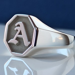 Graduation Gift,Initial Engraved Signet Ring,, Silver Signet Ring, Initial Signet Ring, Sterling Silver Signet Ring, Engraved Signet Ring