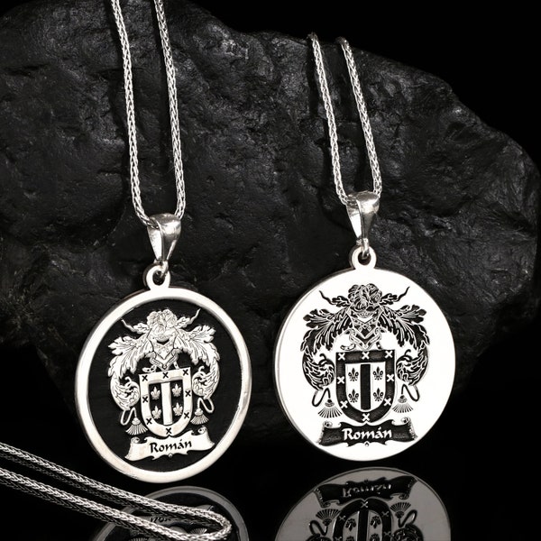 Personalized Family Crest Necklace, Custom Made Coat of Arm Pendant with Sterling Silver,Christmas Gift, Personalized Jewelry