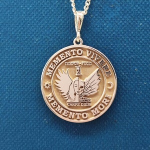 Memento Mori, Memento Vivere, Stoic Necklace,Carpe Diem Pendant,Memento Mori-Carpe Diem, Stoic Necklace,Carpe Diem, Stoic Silver Pendant