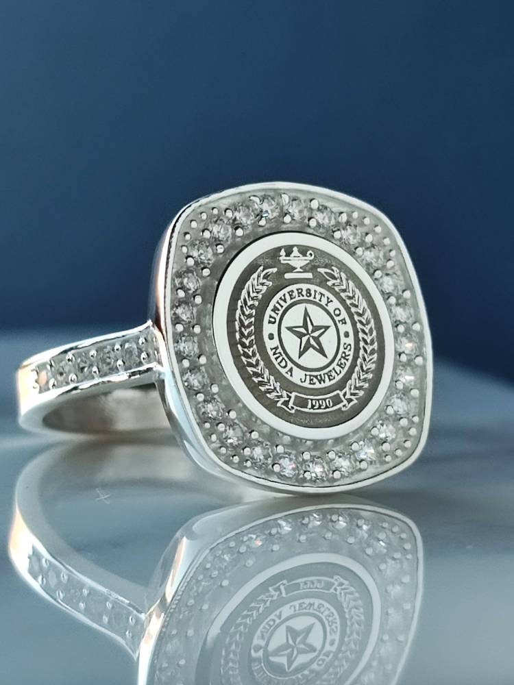 Custom University Ring, Personalized College Ring, School Emblem Ring ...