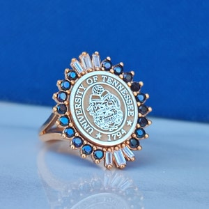 Anillo de sello, anillo de mujer, regalo para ella, anillo de plata esterlina, anillo de graduación, anillo universitario, anillo personalizado, joyería personalizada