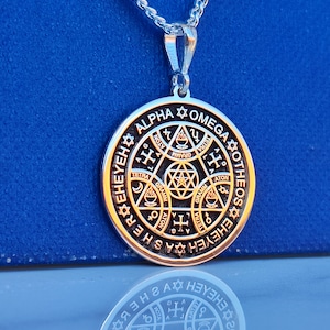 Enoch angel magic amulet ,Special Design,Alpha-Omega Necklace,Christmas Gift&#39;s,Stoic Necklace,Silver Seal,Tetragrammaton Necklace,Stoic Gift
